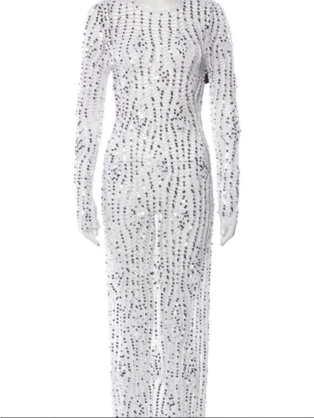 Retrofete Sheer Crochet Maxi Dress in White - Picture 3 of 8